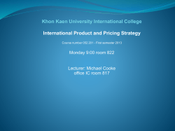 Khon Kaen University International College International Product and Pricing Strategy