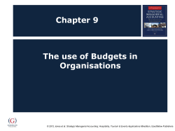 Chapter 9 The use of Budgets in Organisations