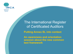 The International Register of Certificated Auditors Putting Annex SL into context