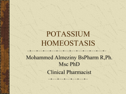 POTASSIUM HOMEOSTASIS Mohammed Almeziny BsPharm R,Ph. Msc PhD