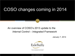 COSO changes coming in 2014 – Integrated Framework Internal Control