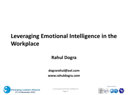 Leveraging Emotional Intelligence in the Workplace Rahul Dogra