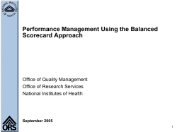Performance Management Using the Balanced Scorecard Approach Office of Quality Management