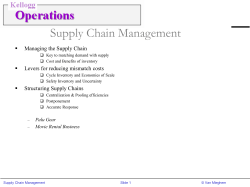 Supply Chain Management  Managing the Supply Chain Levers for reducing mismatch costs