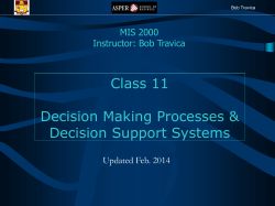 Class 11 Decision Making Processes &amp; Decision Support Systems MIS 2000