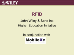 RFID John Wiley &amp; Sons Inc Higher Education Initiative In conjunction with