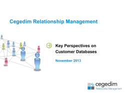 Cegedim Relationship Management Key Perspectives on Customer Databases November 2013