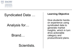 Syndicated Data … for… Analysis