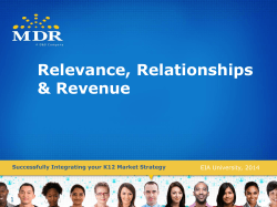 Relevance, Relationships &amp; Revenue 1 EIA University, 2014