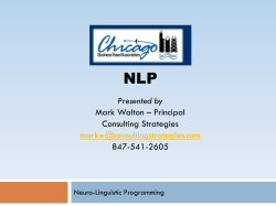 NLP Presented by Mark Walton – Principal Consulting Strategies