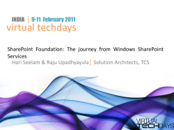 virtual techdays INDIA Hari Seelam &amp; Raju Upadhyayula Solution Architects, TCS