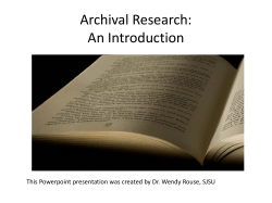Archival Research: An Introduction