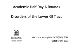 Academic Half Day A Rounds Disorders of the Lower GI Tract
