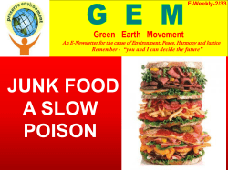 JUNK FOOD A SLOW POISON Green   Earth Movement