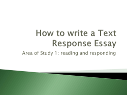 Area of Study 1: reading and responding