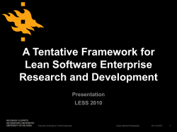 A Tentative Framework for Lean Software Enterprise Research and Development Presentation