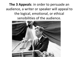 The 3 Appeals audience, a writer or speaker will appeal to