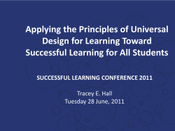 Applying the Principles of Universal Design for Learning Toward