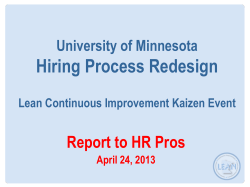 Hiring Process Redesign Report to HR Pros University of Minnesota