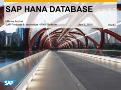 SAP HANA DATABASE Mihnea Andrei SAP Products &amp; Innovation HANA Platform