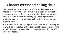 Chapter 8:Personal selling skills