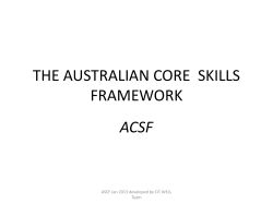 THE AUSTRALIAN CORE  SKILLS FRAMEWORK ACSF