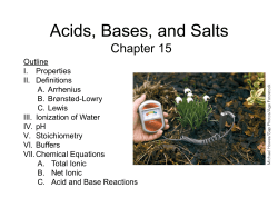 Acids, Bases, and Salts Chapter 15