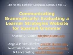 Communicating Grammatically: Evaluating a Learner Strategies Website for Spanish Grammar