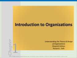 1 Introduction to Organizations Chapter Understanding the Theory &amp; Design