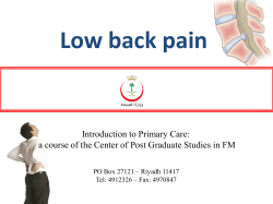 Low back pain Introduction to Primary Care: