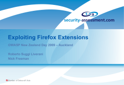Exploiting Firefox Extensions – Auckland OWASP New Zealand Day 2009 Roberto Suggi Liverani