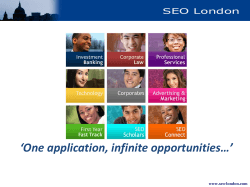 ‘One application, infinite opportunities…’ www.seo-london.com