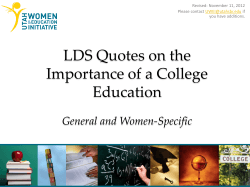 LDS Quotes on the Importance of a College Education General and Women-Specific