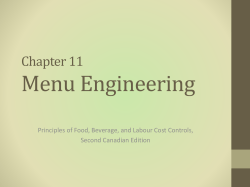 Menu Engineering Chapter 11 Principles of Food, Beverage, and Labour Cost Controls,
