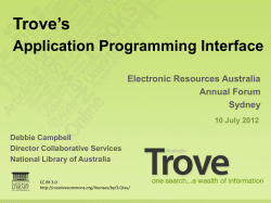 Trove’s Application Programming Interface Electronic Resources Australia Annual Forum