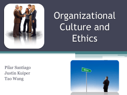 Organizational Culture and Ethics Pilar Santiago