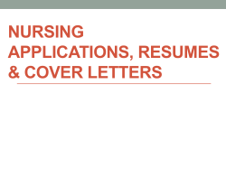 NURSING APPLICATIONS, RESUMES &amp; COVER LETTERS