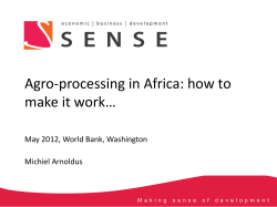 Agro-processing in Africa: how to make it work… Michiel Arnoldus