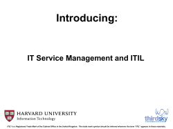 Introducing: IT Service Management and ITIL .