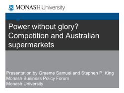 Power without glory? Competition and Australian supermarkets
