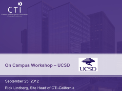 – UCSD On Campus Workshop September 25, 2012