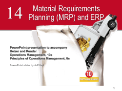 14 Material Requirements Planning (MRP) and ERP