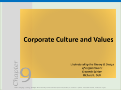 9 Corporate Culture and Values Chapter Understanding the Theory &amp; Design