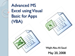 Advanced MS Excel using Visual Basic for Apps (VBA)