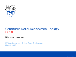 Continuous Renal-Replacement Therapy CRRT Kianoush Kashani 5