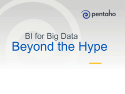 Beyond the Hype BI for Big Data 1