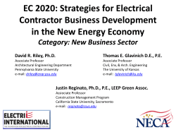 EC 2020: Strategies for Electrical Contractor Business Development Category: New Business Sector