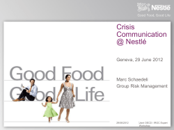 Crisis Communication @ Nestlé Geneva, 29 June 2012