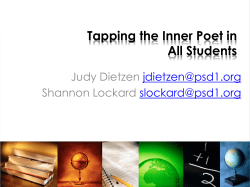 Tapping the Inner Poet in All Students Judy Dietzen Shannon Lockard
