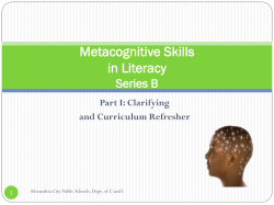 Metacognitive Skills in Literacy Series B Part I: Clarifying